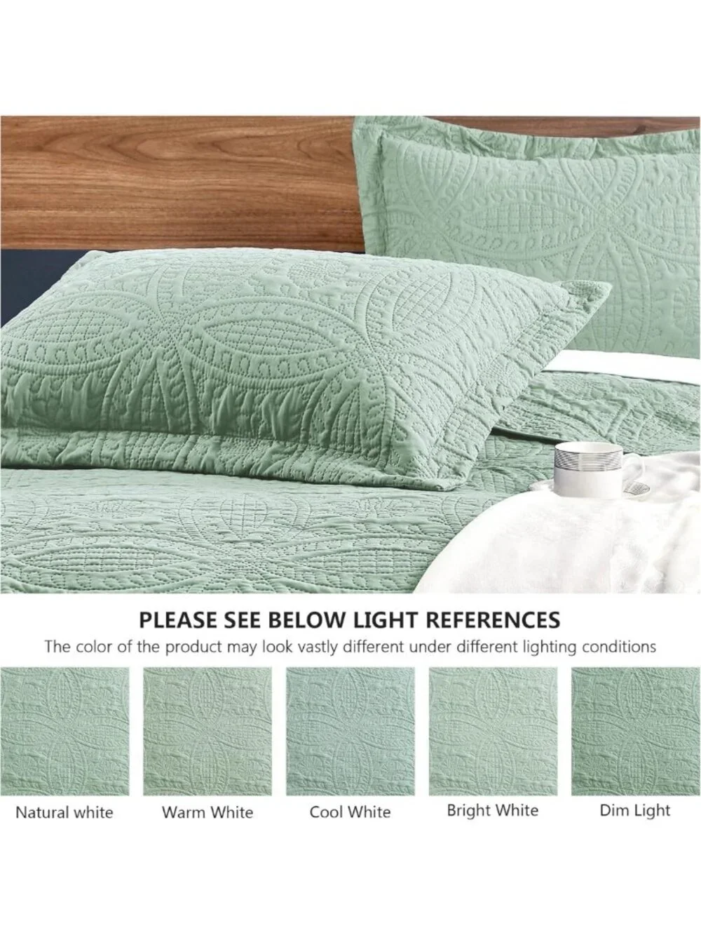 Sage Twin Quilt Set - Lightweight Summer Bedspread & Pillow Sham - Modern Coin